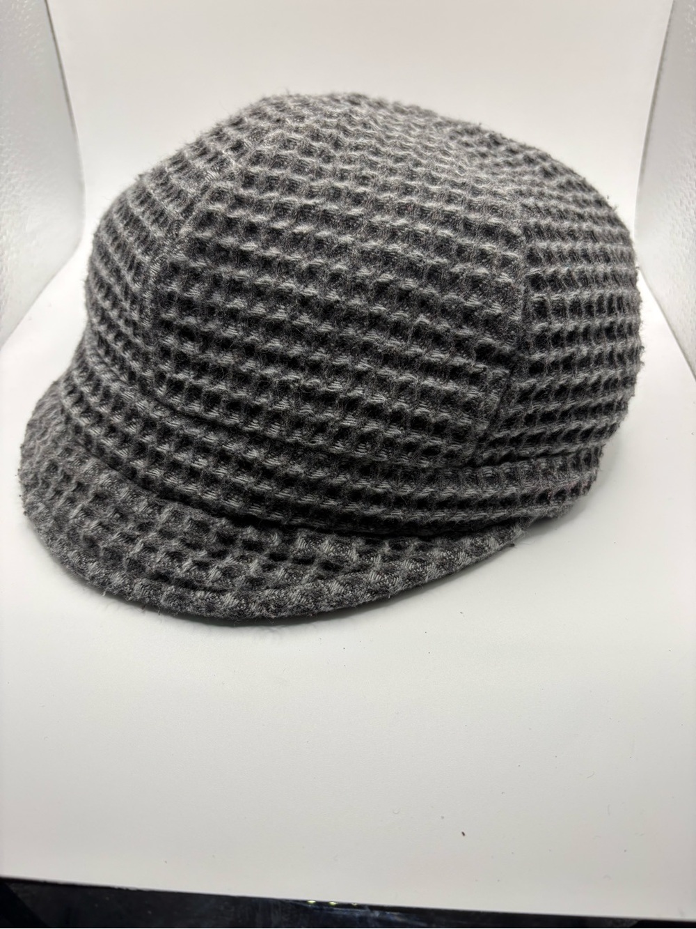 Gray Textured Newsboy Cabbie Cap Retro Driving Hat Lined